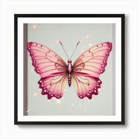 Pink Butterfly Canvas Painting Art Print