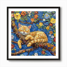 Orange Cat In A Tree Art Print