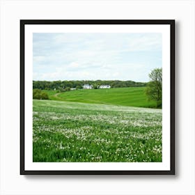 A Serene Countryside Scene In Spring A Sprawling Meadow Flushed With The Fresh Emerald Tinge Of Gra (1) Art Print