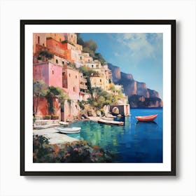 Villa Dreams: Amalfi's Brushstroke Beauty Art Print