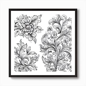 Ornate Floral Design Vector Art Print