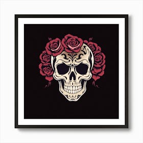 Skull With Roses 4 Art Print