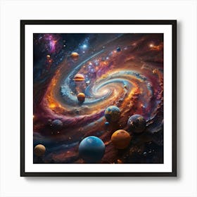 Solar System In Space paintings art print Art Print