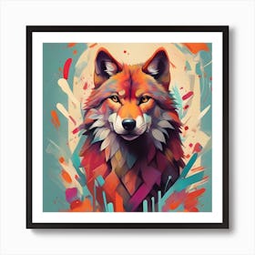 Abstract Wolf Painting 1 Art Print