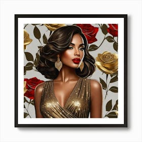 Gold Roses 2 Art Print