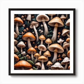 Mushrooms In The Forest 23 Art Print