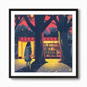 Girl In A Library 1 Art Print