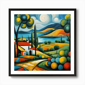 Landscape With Trees And A Lake Art Print