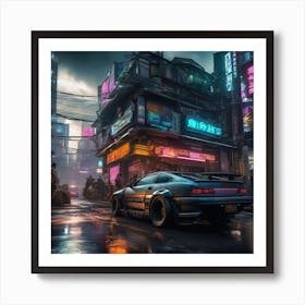 Cyberpunk Street Scene Art Print