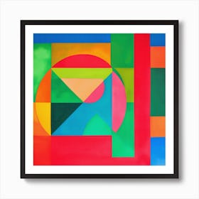 Modern Geometric Vibrant Watercolor Painting Art Print