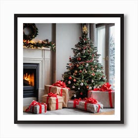 Christmas Tree With Presents 9 Art Print