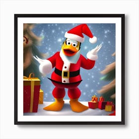 Santa Duck Art Print