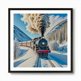 Steam Train In Winter Poster