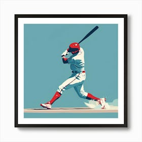 A Baseball Player Hitting Home Run Minimal Illus 1718672829 2 Art Print