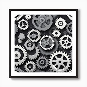 Gears Background Vector Art Print