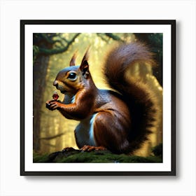 Red Squirrel In The Forest 28 Art Print