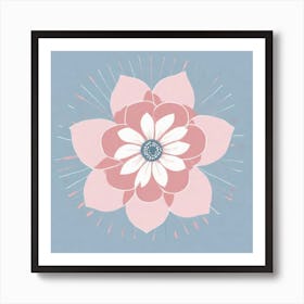 A White And Pink Flower In Minimalist Style Square Composition 583 Art Print