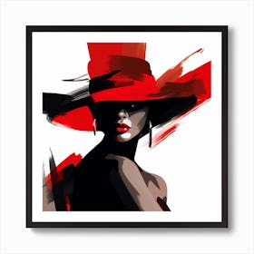 Woman In Red Hat 5 Art Print