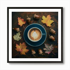 Autumn Leaves And Coffee 17 Art Print