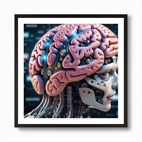 Human Brain With Artificial Intelligence 6 Art Print