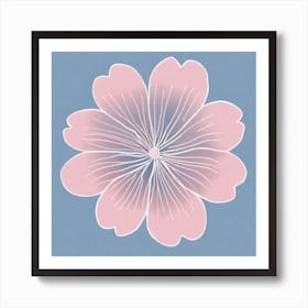 A White And Pink Flower In Minimalist Style Square Composition 496 Art Print