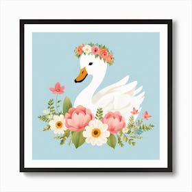 Floral Baby Swan Nursery Illustration (23) Art Print