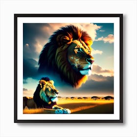 Lions In The Wild Art Print