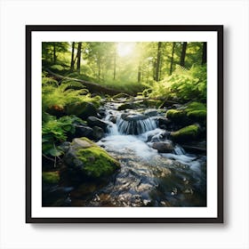 Stream In The Forest Art Print