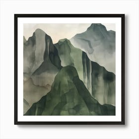 Japanese Watercolour Of Mount Hakusan 4 Art Print