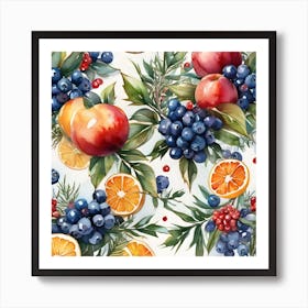 Watercolor Fruit Pattern Art Print