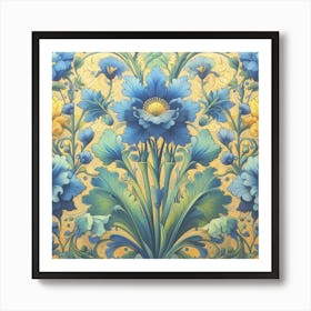 Blue And Yellow Flowers William Morris Art Print