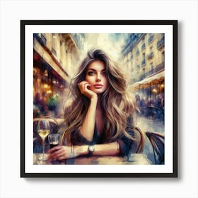 Beautiful Woman In Paris 1 Art Print