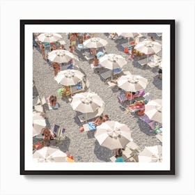 Amalfi Beach Umbrellas Square Art Print