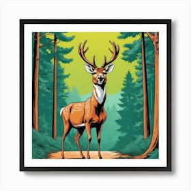 Deer In The Forest 5 Art Print