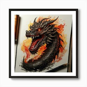 Dragon In Flames 1 Art Print