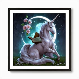 Unicorn Reading A Book 3 Art Print