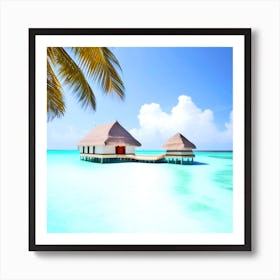 Beach House In The Maldives Art Print