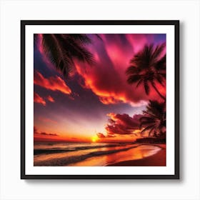 Sunset At The Beach 202 Art Print