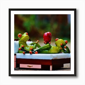 Frogs In Bed Art Print