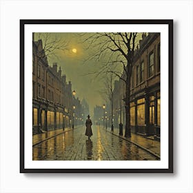 London Street At Night Art Print