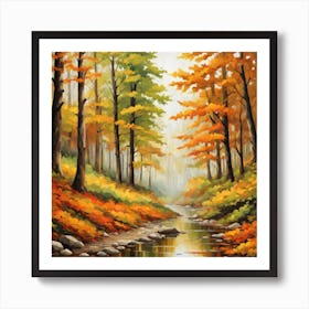 Forest In Autumn In Minimalist Style Square Composition 231 Art Print