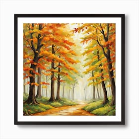 Forest In Autumn In Minimalist Style Square Composition 114 Art Print