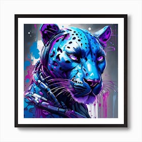 Blue Leopard Art Print