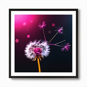 Floating Pink Dandelion Seeds Art Print