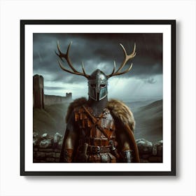 Knight With Deer Antlers Art Print