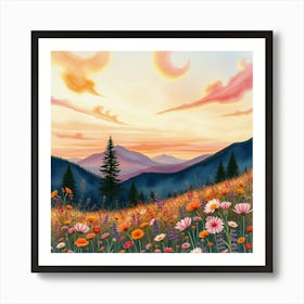 Wildflowers At Sunset 1 Art Print