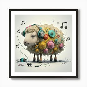 Sheep With Music Notes 1 Art Print