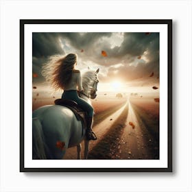 Girl Riding A Horse 5 Art Print