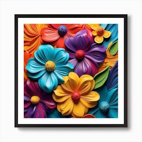 Abstract Colorful Flowers Art Print