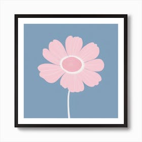 A White And Pink Flower In Minimalist Style Square Composition 540 Art Print